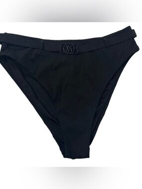 Victoria’s Secret Black Ribbed High Waisted Belted Bikini Bottoms | Size XL
